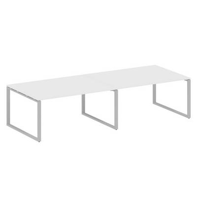 Metal System Style БО.ПРГ-2.4 (Белый/серый) Переговорный стол (2 столешницы) на О-образном м/к