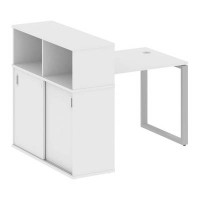 Metal System Style БО.РС-СШК-3.1 (Белый/серый) Стол письменный на О-образном м/к с опорным шкафом-купе