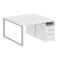 Metal System Style БО.РС-СТП-2.1 (Белый/серый) Рабочая станция на О-образном м/к с опорной тумбой
