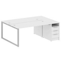 Metal System Style БО.РС-СТП-2.4 (Белый/серый) Рабочая станция на О-образном м/к с опорной тумбой