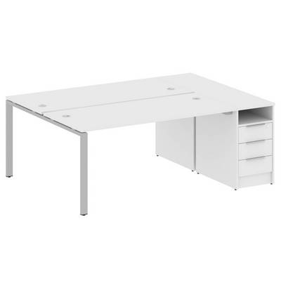 Metal System Style БП.РС-СТП-2.4 (Белый/серый) Рабочая станция на П-образном м/к с опорной тумбой