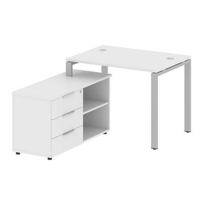 Metal System Style БП.РС-СТС-2.1 (L) (Белый/серый) Рабочая станция на П-образном м/к с опорной тумбой левая