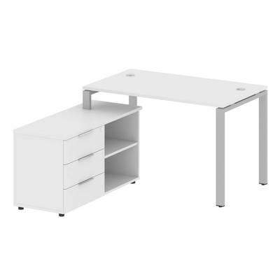 Metal System Style БП.РС-СТС-2.2 Л (Белый/серый) Рабочая станция на П-образном м/к с опорной тумбой левая