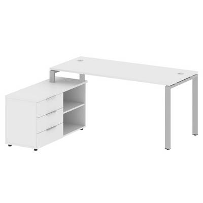 Metal System Style БП.РС-СТС-2.4 Л (Белый/серый) Рабочая станция на П-образном м/к с опорной тумбой левая