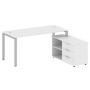 Metal System Style БП.РС-СТС-2.4 Пр (Белый/серый) Рабочая станция на П-образном м/к с опорной тумбой правая