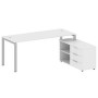 Metal System Style БП.РС-СТС-2.5 Пр (Белый/серый) Рабочая станция на П-образном м/к с опорной тумбой правая