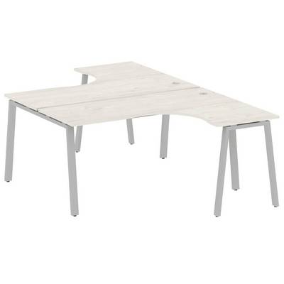 Metal System Style БА.РАС-СА-2.4 (Дуб Наварра/серый) Рабочая станция криволинейная на А-образном м/к