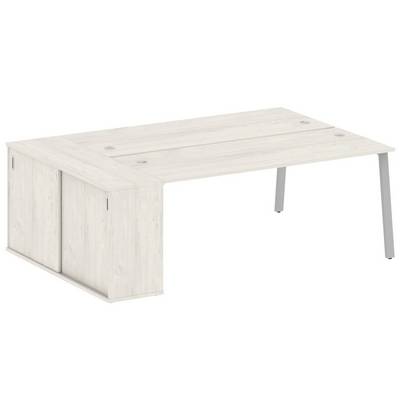 Metal System Style БА.РС-СШК-1.5 (Дуб Наварра/серый) Рабочая станция на А-образном м/к с опорным шкафом-купе