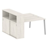 Metal System Style БА.РС-СШК-2.2 (Дуб Наварра/серый) Рабочая станция на А-образном м/к с опорным шкафом-купе