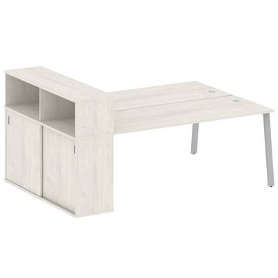 Metal System Style БА.РС-СШК-2.5 (Дуб Наварра/серый) Рабочая станция на А-образном м/к с опорным шкафом-купе