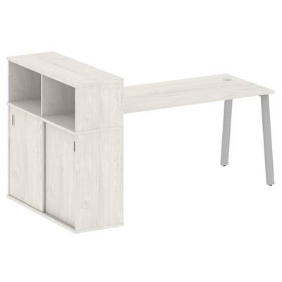 Metal System Style БА.РС-СШК-3.4 (Дуб Наварра/серый) Стол письменный на А-образном м/к с опорным шкафом-купе