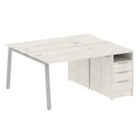 Metal System Style БА.РС-СТП-2.2 (Дуб Наварра/серый) Рабочая станция на А-образном м/к с опорной тумбой