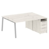 Metal System Style БА.РС-СТП-2.3 (Дуб Наварра/серый) Рабочая станция на А-образном м/к с опорной тумбой