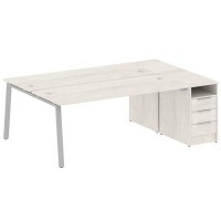 Metal System Style БА.РС-СТП-2.5 (Дуб Наварра/серый) Рабочая станция на А-образном м/к с опорной тумбой