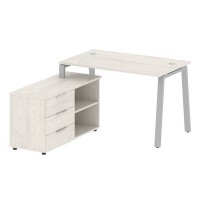 Metal System Style БА.РС-СТС-2.2 Л (Дуб Наварра/серый) Рабочая станция на А-образном м/к с опорной тумбой левая