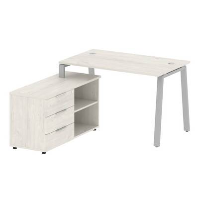 Metal System Style БА.РС-СТС-2.2 Л (Дуб Наварра/серый) Рабочая станция на А-образном м/к с опорной тумбой левая