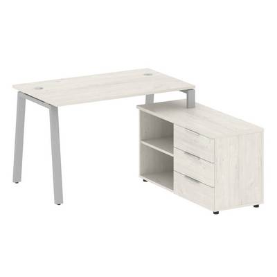 Metal System Style БА.РС-СТС-2.2 Пр (Дуб Наварра/серый) Рабочая станция на А-образном м/к с опорной тумбой правая