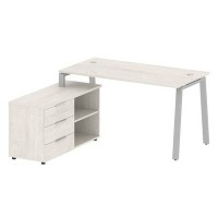 Metal System Style БА.РС-СТС-2.3 Л (Дуб Наварра/серый) Рабочая станция на А-образном м/к с опорной тумбой левая