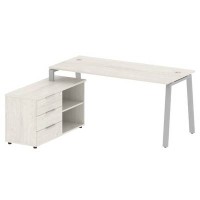 Metal System Style БА.РС-СТС-2.4 Л (Дуб Наварра/серый) Рабочая станция на А-образном м/к с опорной тумбой левая