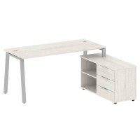 Metal System Style БА.РС-СТС-2.4 Пр (Дуб Наварра/серый) Рабочая станция на А-образном м/к с опорной тумбой правая