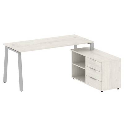 Metal System Style БА.РС-СТС-2.4 Пр (Дуб Наварра/серый) Рабочая станция на А-образном м/к с опорной тумбой правая