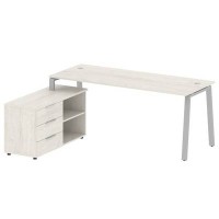 Metal System Style БА.РС-СТС-2.5 Л (Дуб Наварра/серый) Рабочая станция на А-образном м/к с опорной тумбой левая