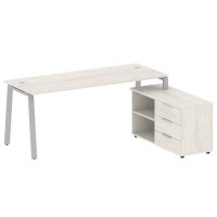 Metal System Style БА.РС-СТС-2.5 Пр (Дуб Наварра/серый) Рабочая станция на А-образном м/к с опорной тумбой правая