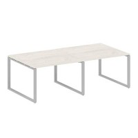 Metal System Style БО.ПРГ-2.2 (Дуб Наварра/серый) Переговорный стол (2 столешницы) на О-образном м/к
