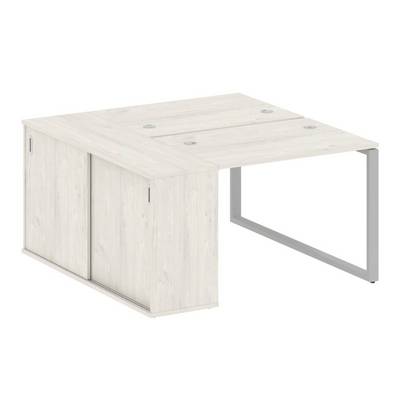 Metal System Style БО.РС-СШК-1.1 (Дуб Наварра/серый) Рабочая станция на О-образном м/к с опорным шкафом-купе