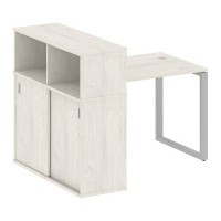 Metal System Style БО.РС-СШК-3.1 (Дуб Наварра/серый) Стол письменный на О-образном м/к с опорным шкафом-купе