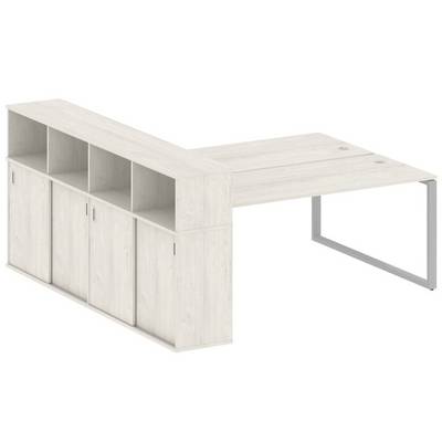 Metal System Style БО.РС-СШК-4.5 (Дуб Наварра/серый) Рабочая станция на О-образном м/к с опорным шкафом-купе