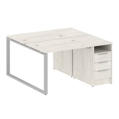 Metal System Style БО.РС-СТП-2.1 (Дуб Наварра/серый) Рабочая станция на О-образном м/к с опорной тумбой