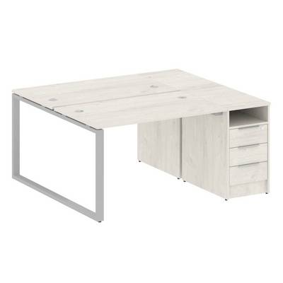 Metal System Style БО.РС-СТП-2.2 (Дуб Наварра/серый) Рабочая станция на О-образном м/к с опорной тумбой