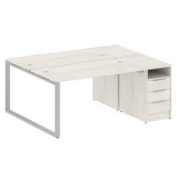 Metal System Style БО.РС-СТП-2.3 (Дуб Наварра/серый) Рабочая станция на О-образном м/к с опорной тумбой