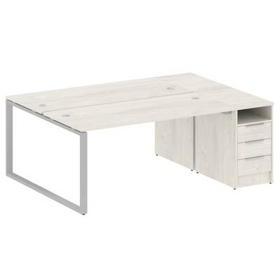 Metal System Style БО.РС-СТП-2.4 (Дуб Наварра/серый) Рабочая станция на О-образном м/к с опорной тумбой