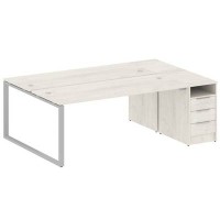 Metal System Style БО.РС-СТП-2.5 (Дуб Наварра/серый) Рабочая станция на О-образном м/к с опорной тумбой