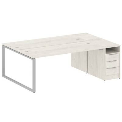 Metal System Style БО.РС-СТП-2.5 (Дуб Наварра/серый) Рабочая станция на О-образном м/к с опорной тумбой