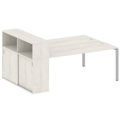 Metal System Style БП.РС-СШК-2.5 (Дуб Наварра/серый) Рабочая станция на П-образном м/к с опорным шкафом-купе