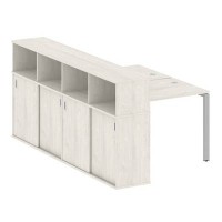 Metal System Style БП.РС-СШК-4.1 (Дуб Наварра/серый) Рабочая станция на П-образном м/к с опорным шкафом-купе