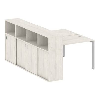 Metal System Style БП.РС-СШК-4.2 (Дуб Наварра/серый) Рабочая станция на П-образном м/к с опорным шкафом-купе