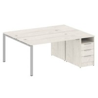 Metal System Style БП.РС-СТП-2.3 (Дуб Наварра/серый) Рабочая станция на П-образном м/к с опорной тумбой