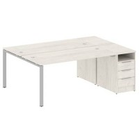 Metal System Style БП.РС-СТП-2.4 (Дуб Наварра/серый) Рабочая станция на П-образном м/к с опорной тумбой
