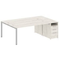 Metal System Style БП.РС-СТП-2.5 (Дуб Наварра/серый) Рабочая станция на П-образном м/к с опорной тумбой