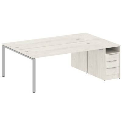 Metal System Style БП.РС-СТП-2.5 (Дуб Наварра/серый) Рабочая станция на П-образном м/к с опорной тумбой