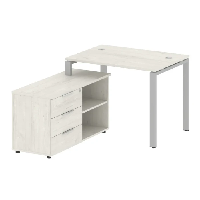 БП.РС-СТС-2.1 Л Рабочая станция с опорной тумбой на П-образном м/к, левая, ЛДСП дуб наварра, серый