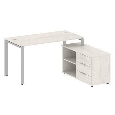 Metal System Style БП.РС-СТС-2.3 Пр (Дуб Наварра/серый) Рабочая станция на П-образном м/к с опорной тумбой правая