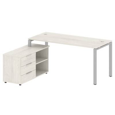 Metal System Style БП.РС-СТС-2.4 Л (Дуб Наварра/серый) Рабочая станция на П-образном м/к с опорной тумбой левая