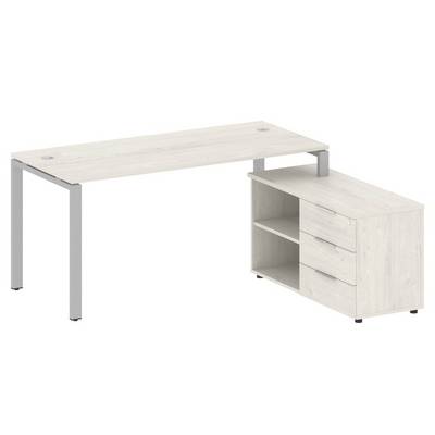 Metal System Style БП.РС-СТС-2.4 Пр (Дуб Наварра/серый) Рабочая станция на П-образном м/к с опорной тумбой правая