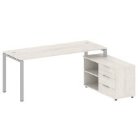 Metal System Style БП.РС-СТС-2.5 Пр (Дуб Наварра/серый) Рабочая станция на П-образном м/к с опорной тумбой правая