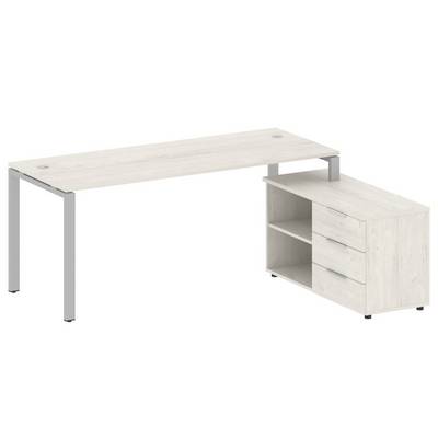Metal System Style БП.РС-СТС-2.5 Пр (Дуб Наварра/серый) Рабочая станция на П-образном м/к с опорной тумбой правая